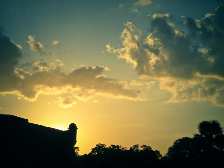 Cloudy Fort Sunset St Augustine Florida Pictures