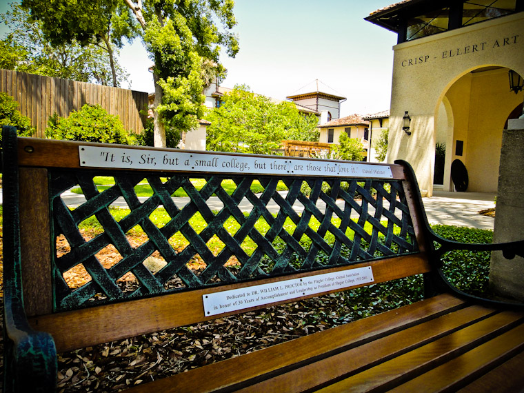 Dr Proctor's Bench at Flagler College in St Augustine Florida