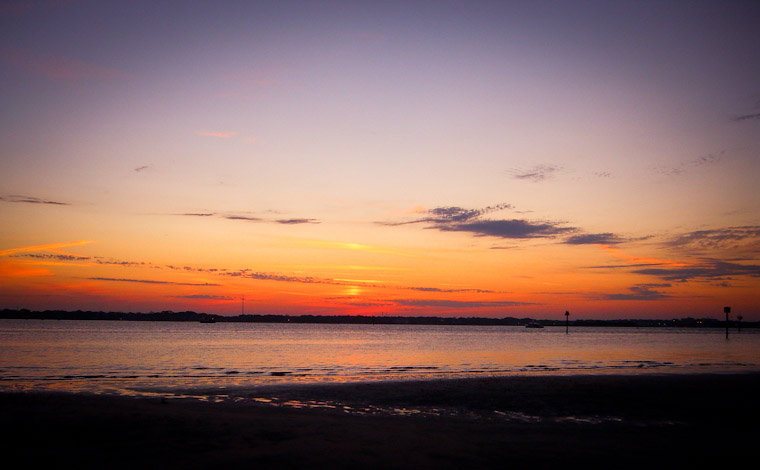 Picture of Intracoastal Sunset with Great Cross background on Anastasia Island