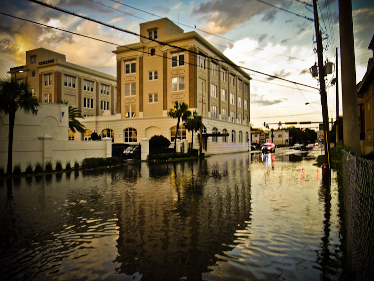 Blurry picture of hurricane Irene flooding in St Augustine Florida