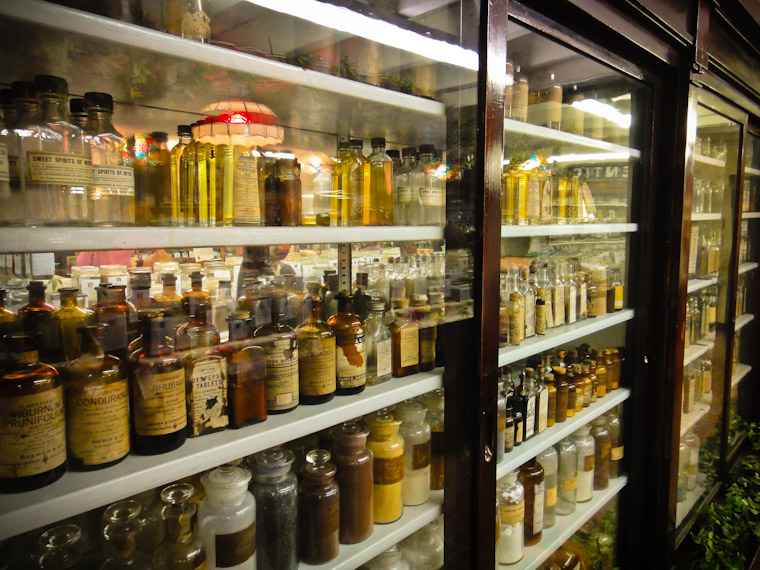 Picture of the oldest drugstore elixir shelf in St Augustine Florida