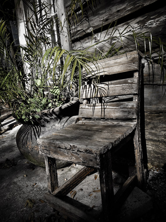 Photo of wooden chair and plant in St Augustine Florida