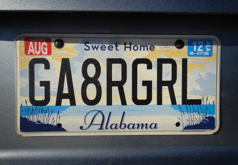 Picture of Alabama Gator Girl license plate in St Augustine Florida