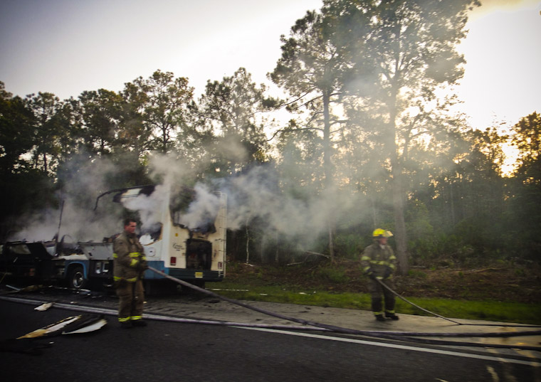 Picture of firefighters vs RV fire in Saint Augustine Florida