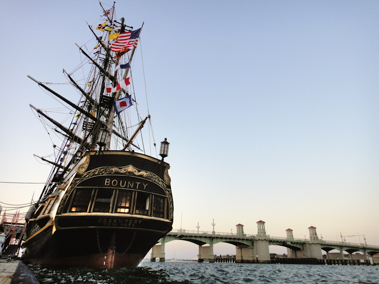 Picture of HMS Bounty and Bridge of Lions in St Augustine Florida