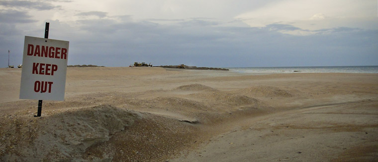 Photo of dredge danger keep out sign at Saint Augustine Beach Florida