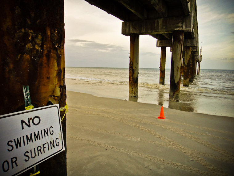 No Swimming or Surfing at Saint Augustine Pier