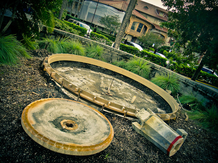 Photo of Flagler Dining Hall and Fountain Construction