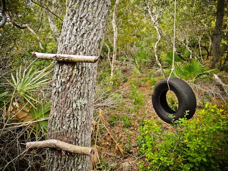 tire swing at moses creek in st augustine Florida