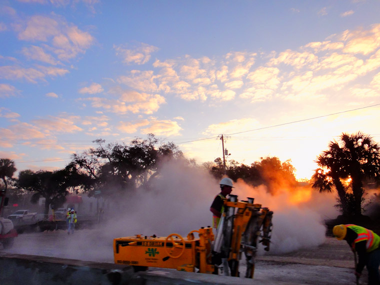 Picture of morning construction on US 1 bridge in Saint Augustine Florida