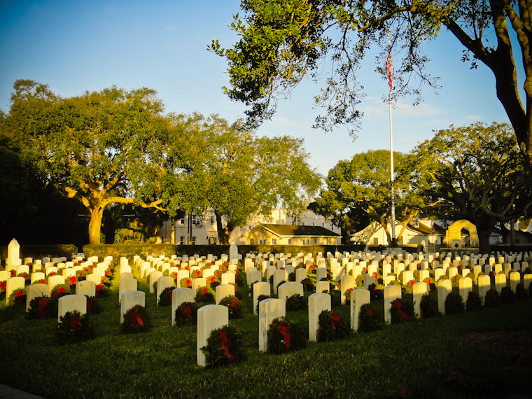 National Cemetery Wreaths in Saint Augustine Florida