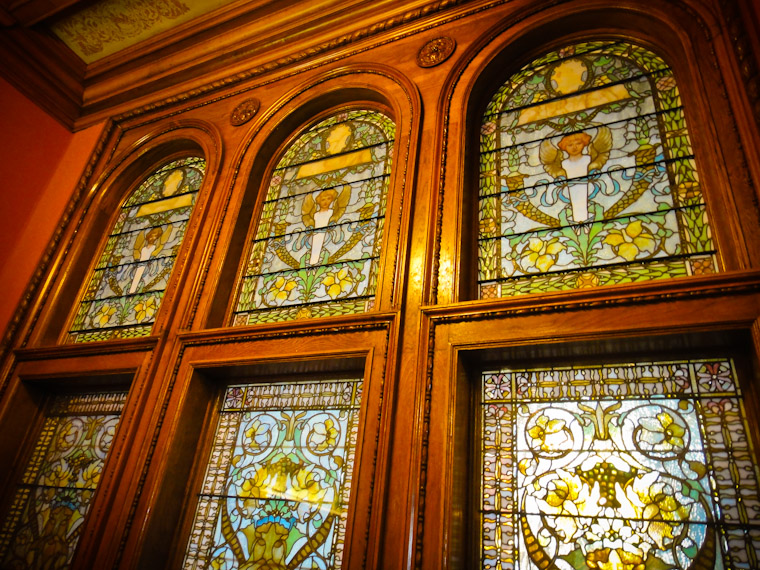 Tiffany stained glass in Flagler Stairwell