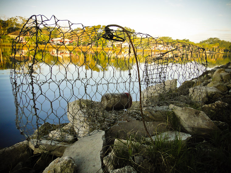 Metal fence fish trap at Lake Maria Sanchez