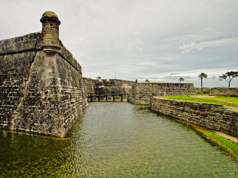 Castillo de San Marcos fort moat full of water