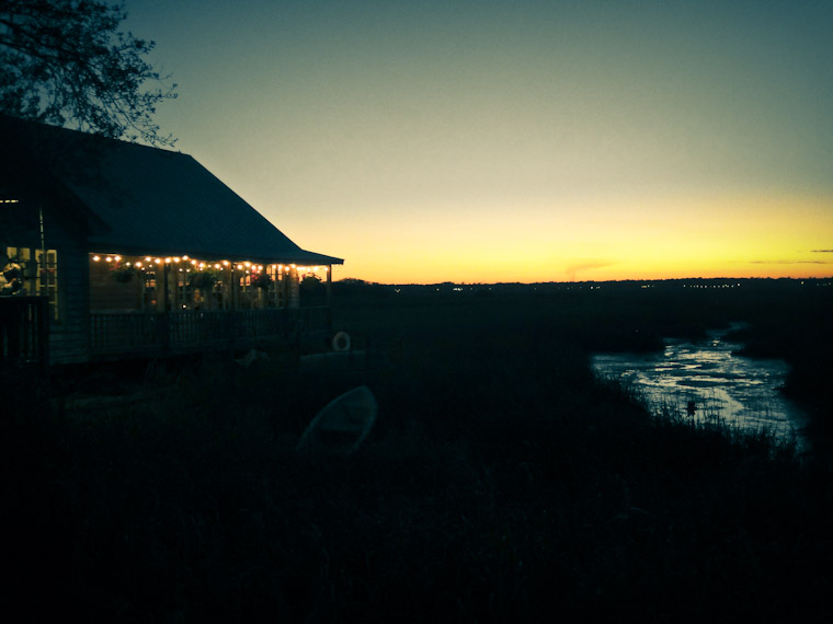 Sunset at salt water cowboys restaurant