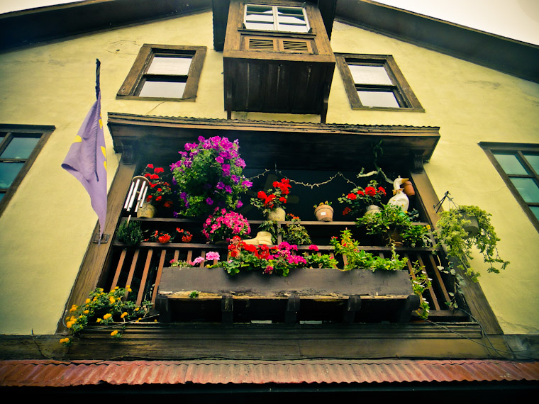 Goose sculpture on balcony