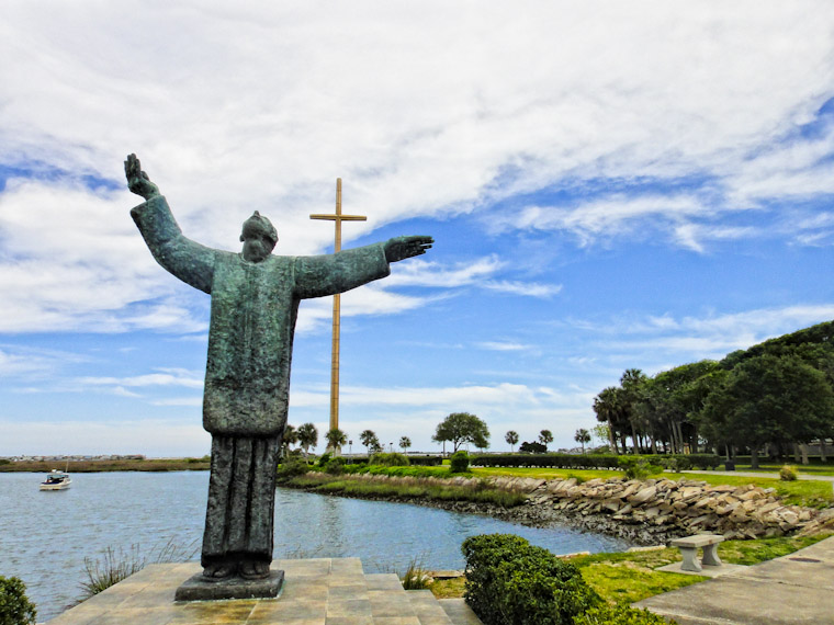 Fr. Francisco Lopez de Mendoza Grajales Statue at Mission of Nombre de Dios 