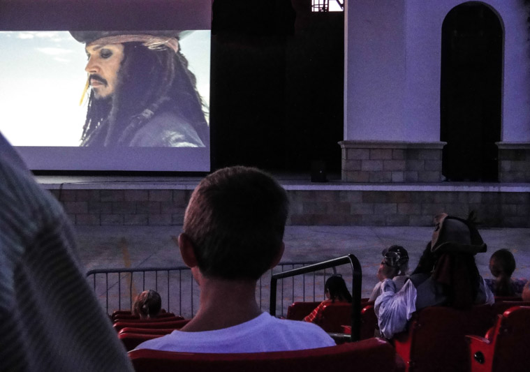 Jack Sparrow watching Pirates of the Caribbean at the Amphitheatre