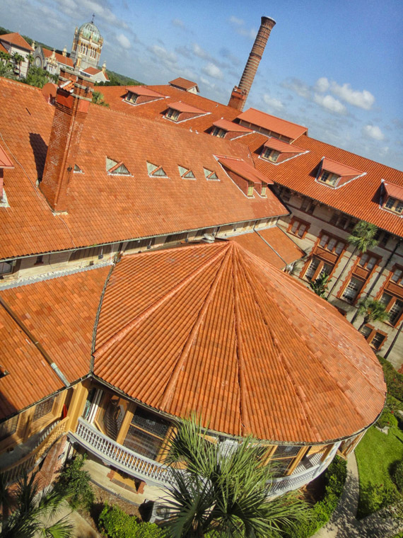 Hotel Ponce de Leon's Dining Hall Roof Memorial Presbyterian in Background