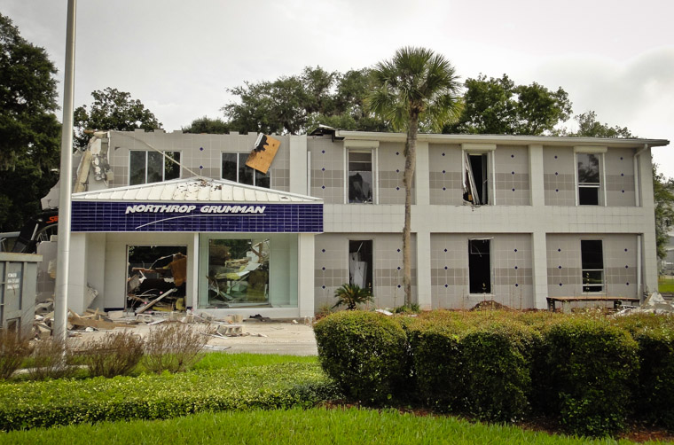 Another angle of Northrop Grumman at airport being torn down