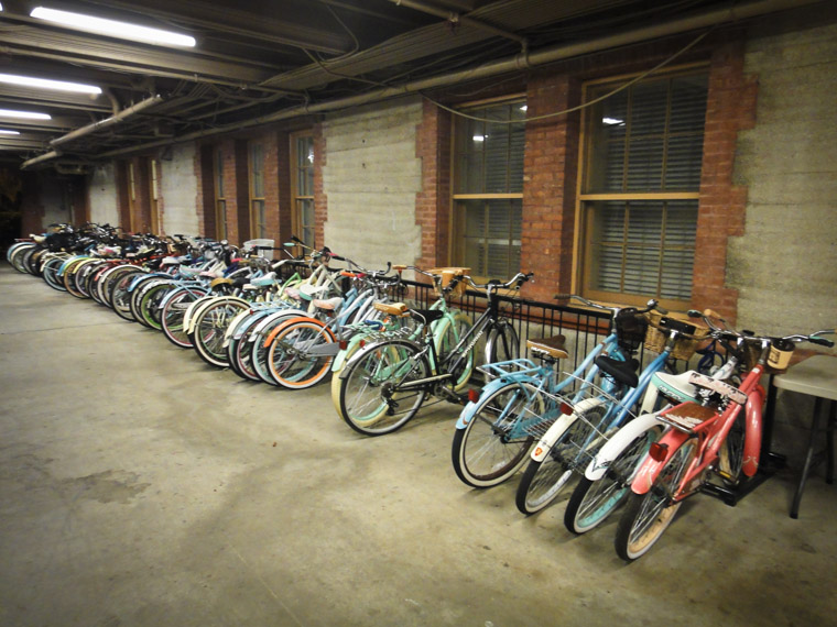 Flagler College Beach Cruisers in Breezeway