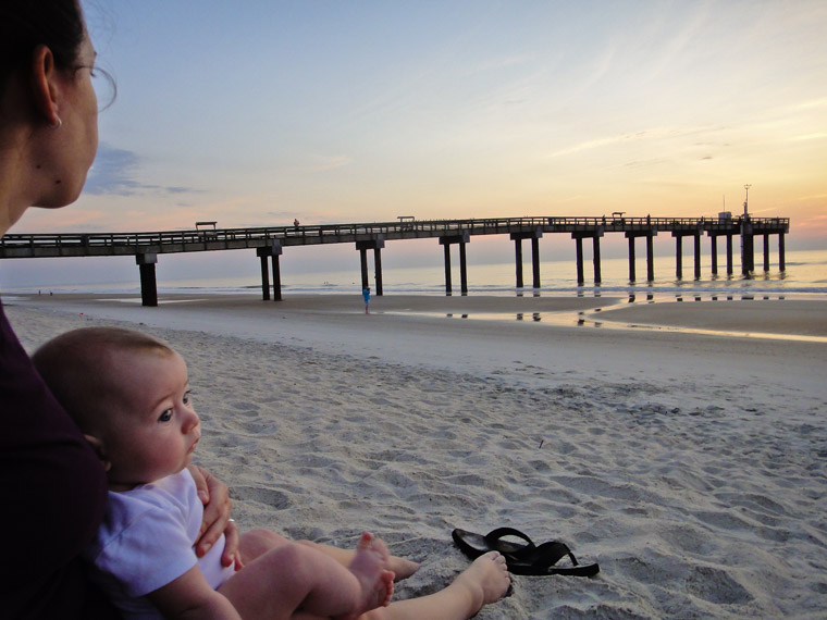 baby beach sunrise pier