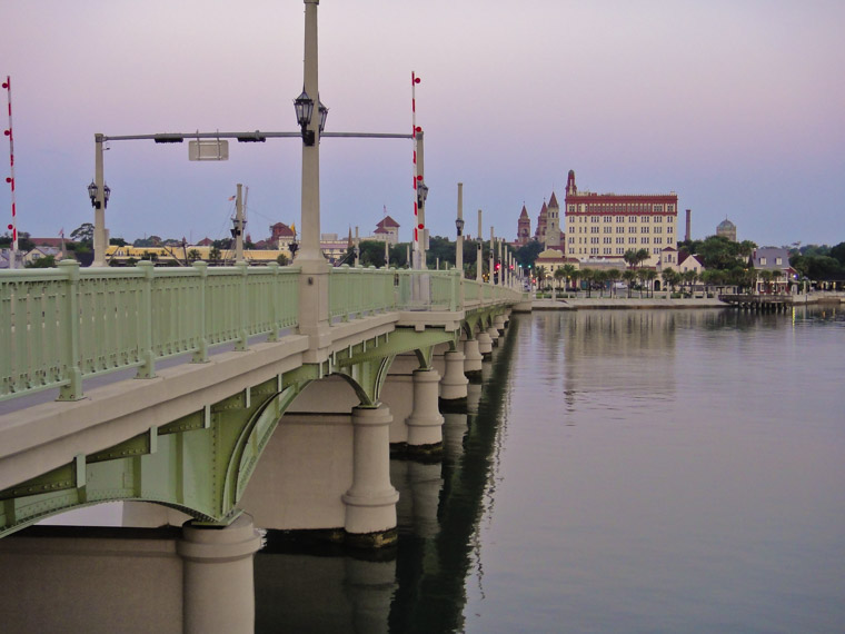 Bridge of Lions and downtown st augustine at sunrise