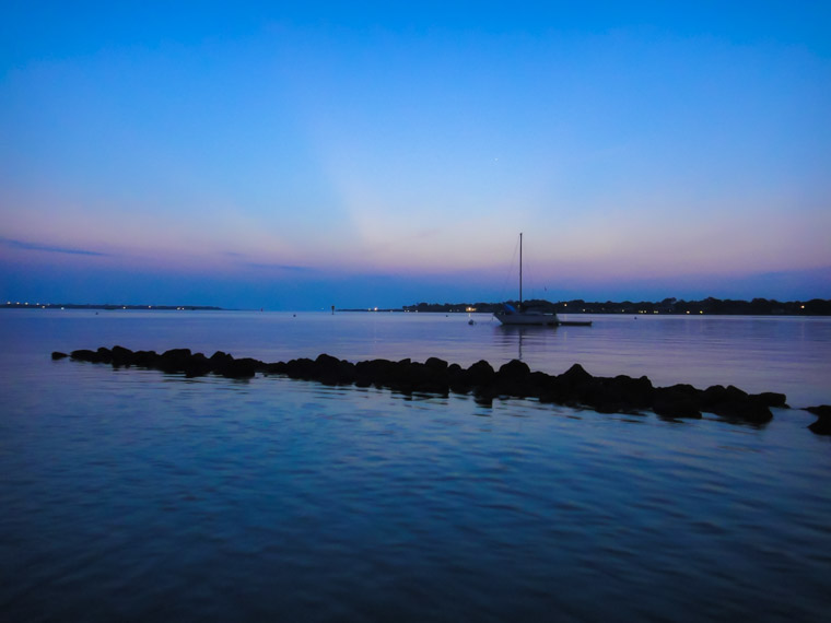 Intracoastal sunrise sailbot boat