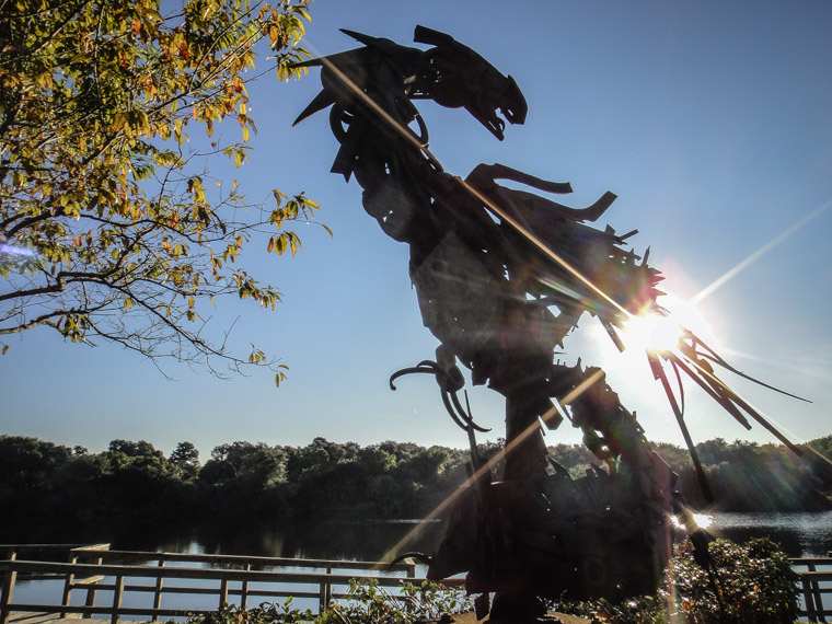 Sculpture garden at sunrise