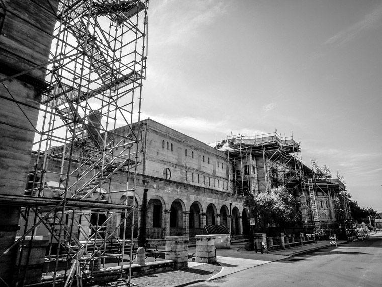 Lightner Museum scaffolding construction