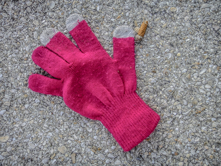 Glove and cig butt