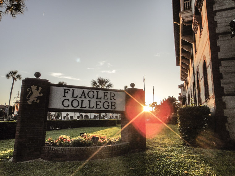 Flagler College Sign Sunset