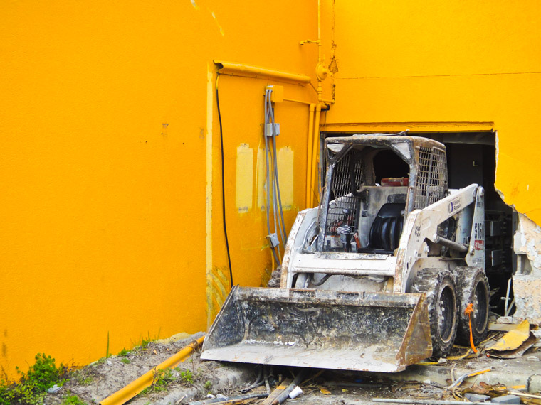 Bulldozer at St Augustine beach resort hotel demolition