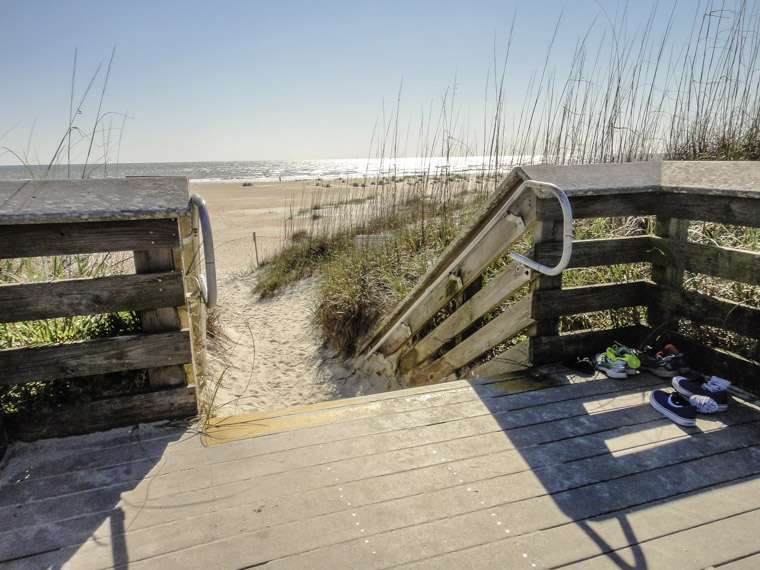 Anastasia State Park Beach Boadwalk Shoes Sunrise