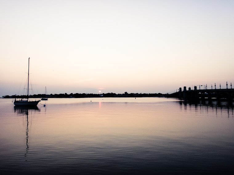 Bridge of lions intracoastal sunset sailboat