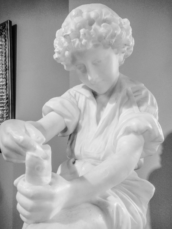 Lightner Museum marble sculpture boy fishing