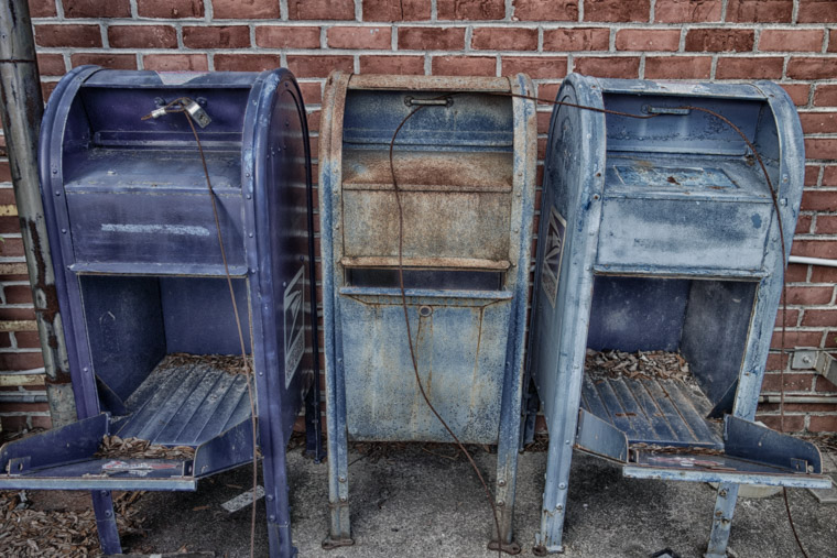 USPS Mailboxes chained up rusting