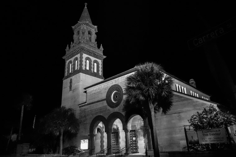 Grace United Methodist Church at night