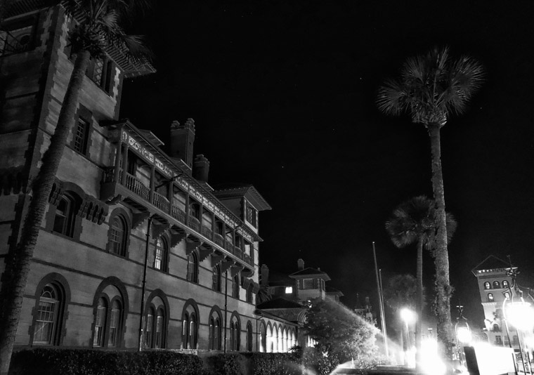 Flagler College Hotel Ponce de Leon at night stars