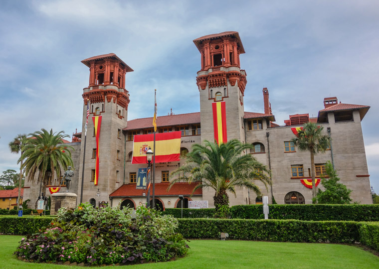 Lightner Museum with Spanish Flags for 450th birthday