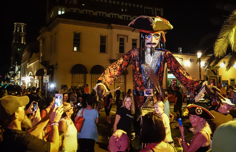 Oversized pirate costume at downtown 450th celebration concert