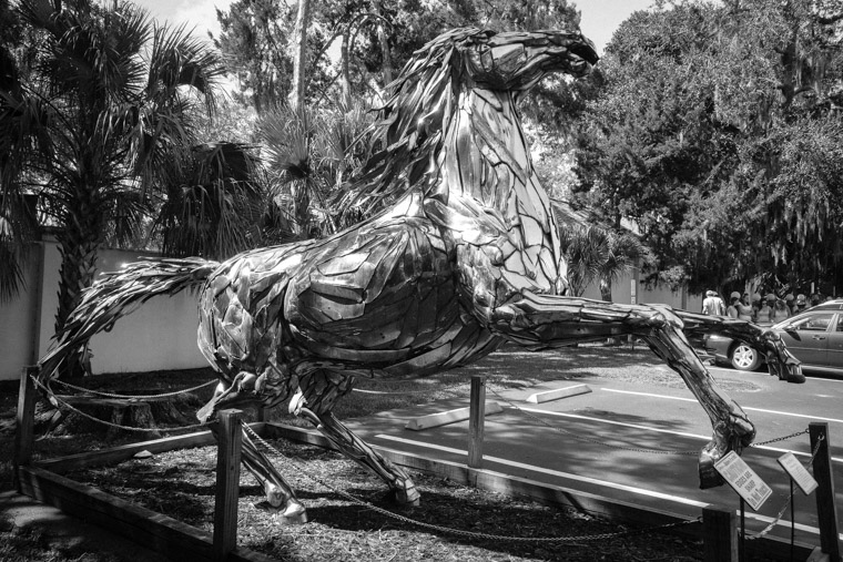 Ripley's Believe it or Not Chrome horse sculpture