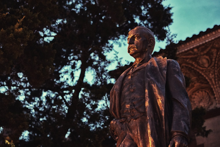 Henry Flagler Statue at Night