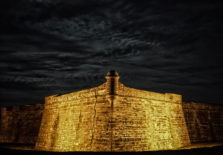 Fort Castillo de San Marcos at night clouds