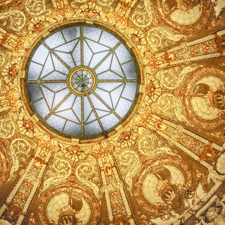 Flagler College rotunda gold ceiling detailing