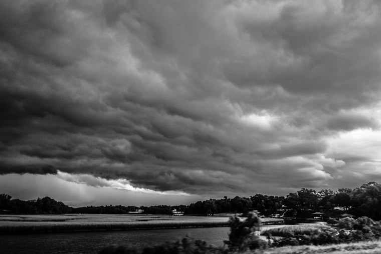 Storm clouds rolling in over Moultrie creek
