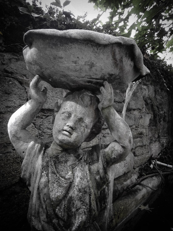Dow Museum of historic houses garden fountain sculpture