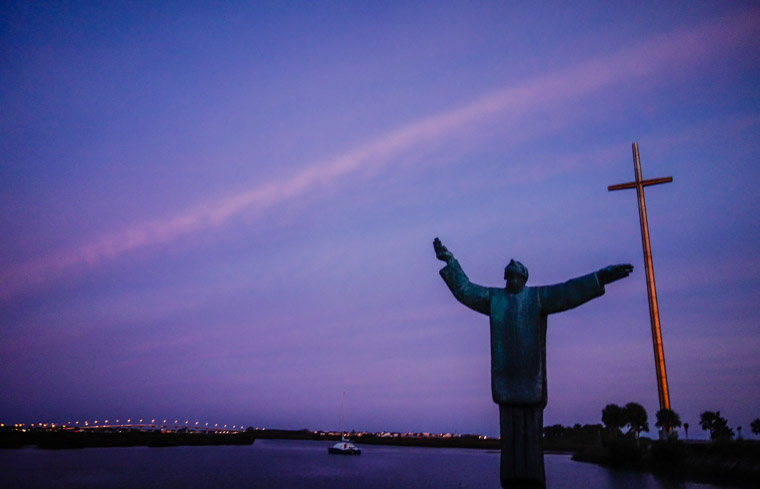 Prince of Peace Church Father Lopez Sculpture big cross