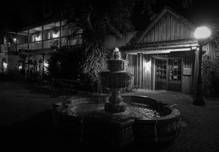 Fountain at night downtown