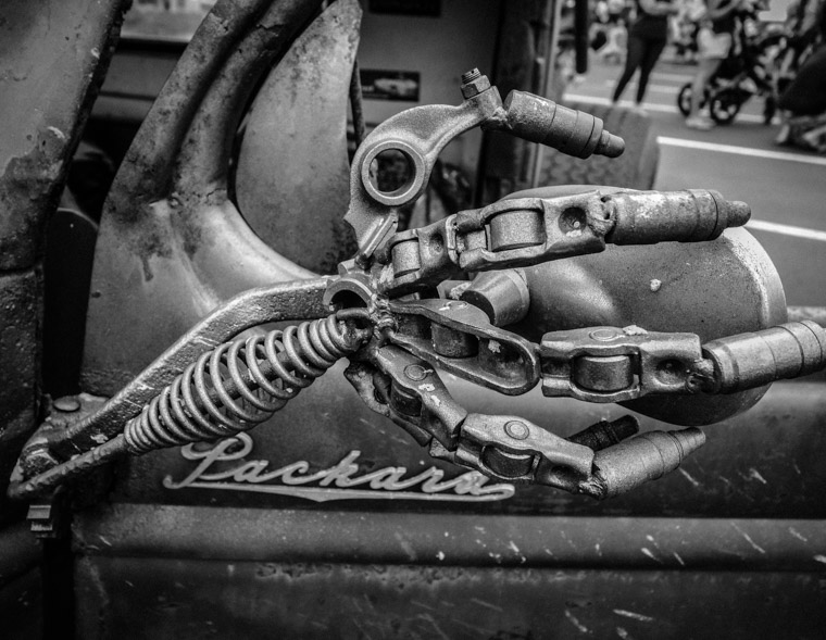 Custom hot rod rear view mirror hand